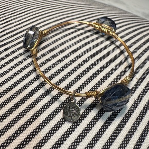Bourbon and Bowties Bracelet Gold Size L Clear Blue Smoke stones. - Picture 1 of 2